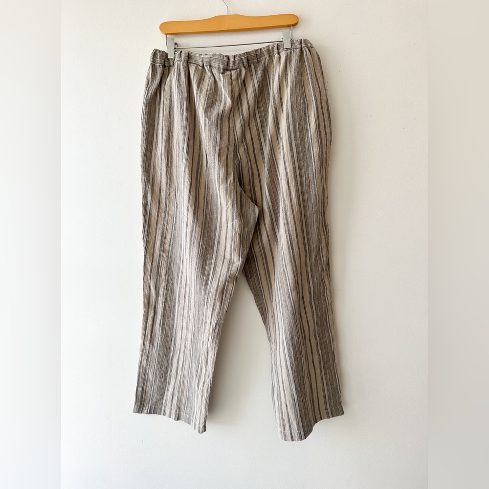 Linen Relaxed Fit Cropped Pant “Appleseed”- Neutral - Tie Waist - Size 16p - Picture 2 of 9